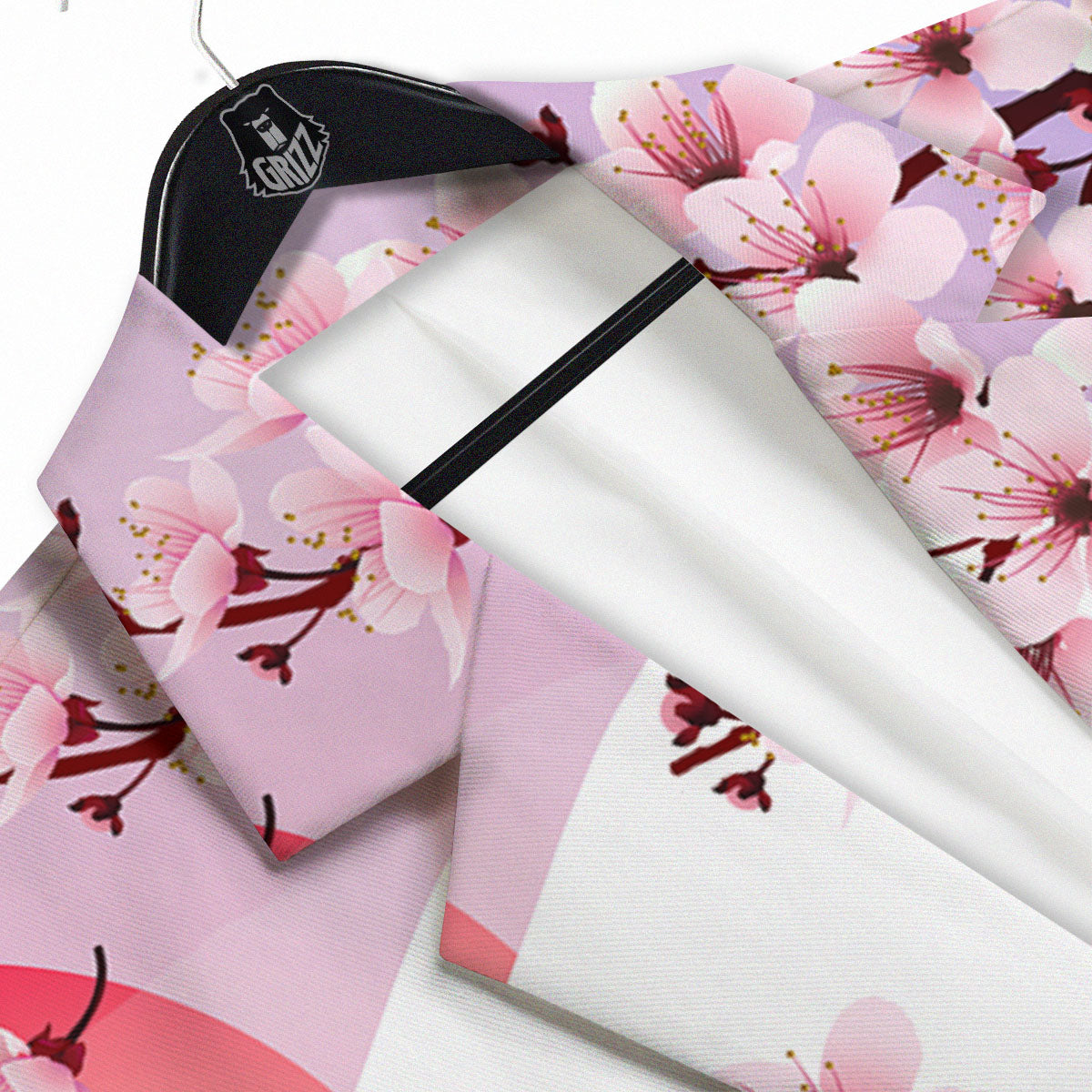 Fuji Mount And Cherry Blossom Print Men's Sport Coat-grizzshop