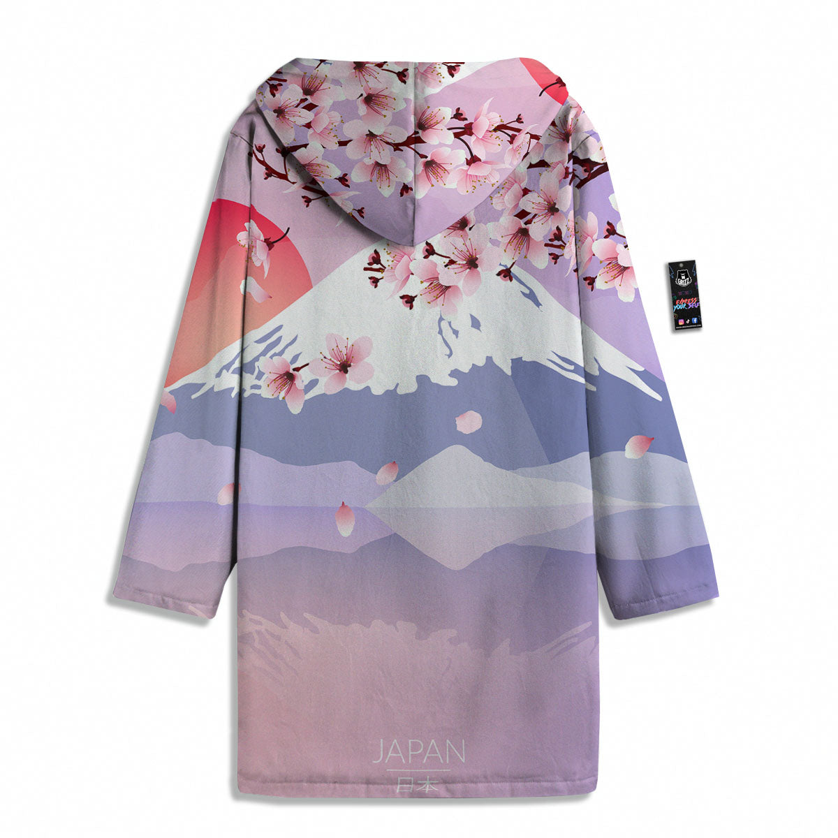 Fuji Mount And Cherry Blossom Print Men's Windbreaker Jacket-grizzshop