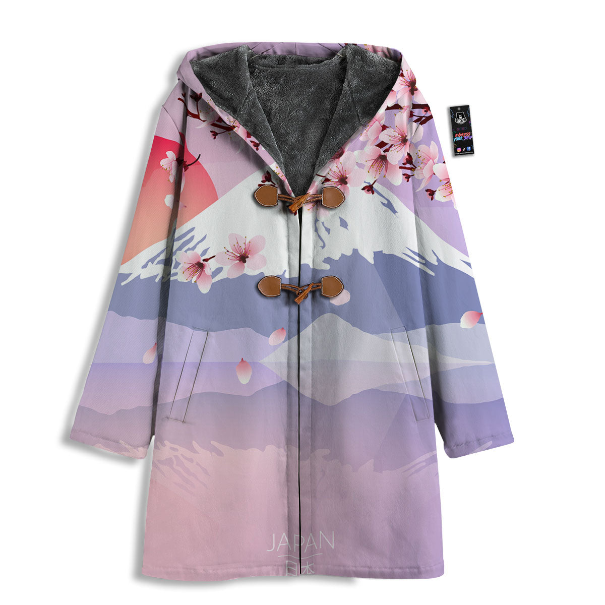 Fuji Mount And Cherry Blossom Print Men's Windbreaker Jacket-grizzshop