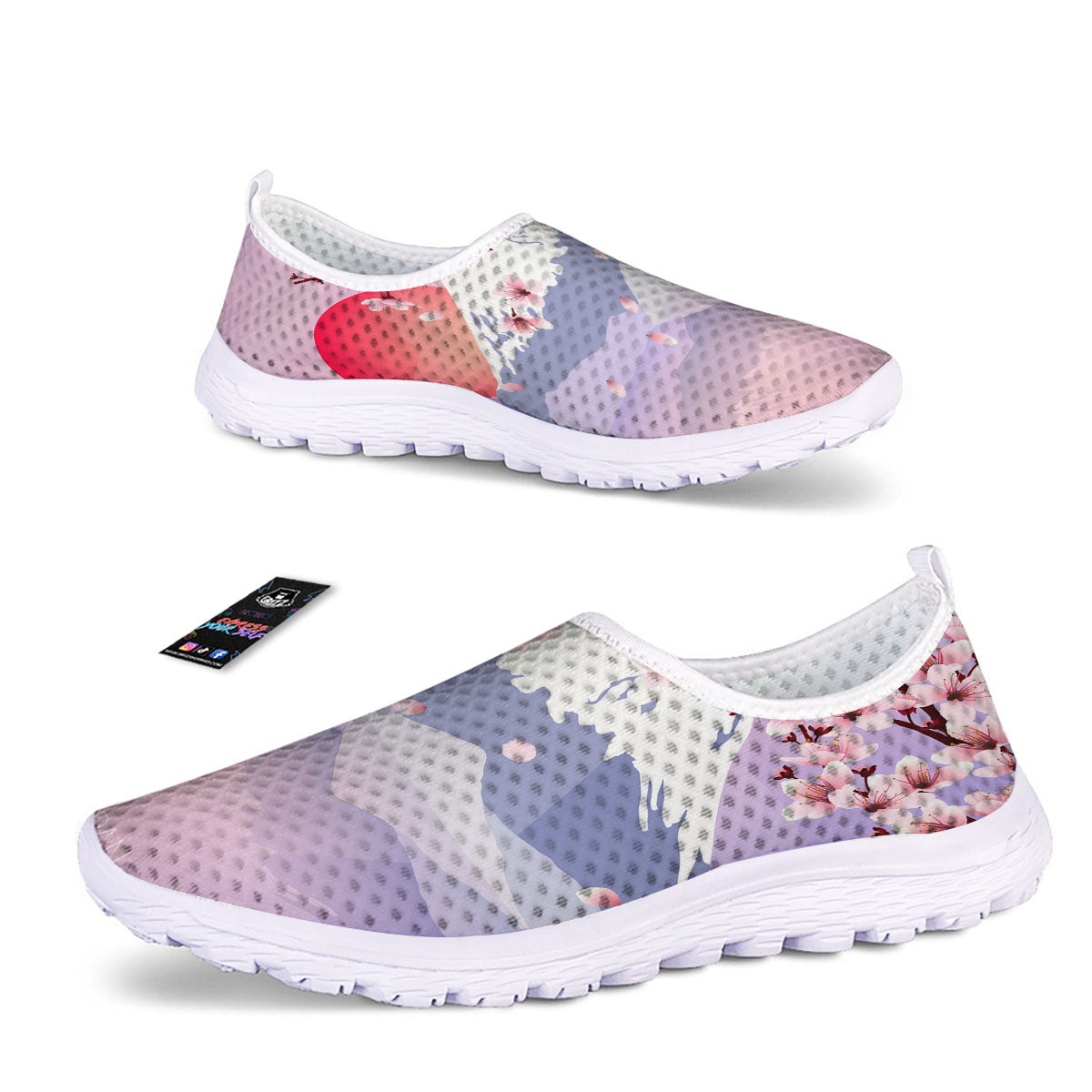 Fuji Mount And Cherry Blossom Print Nurse Shoes-grizzshop