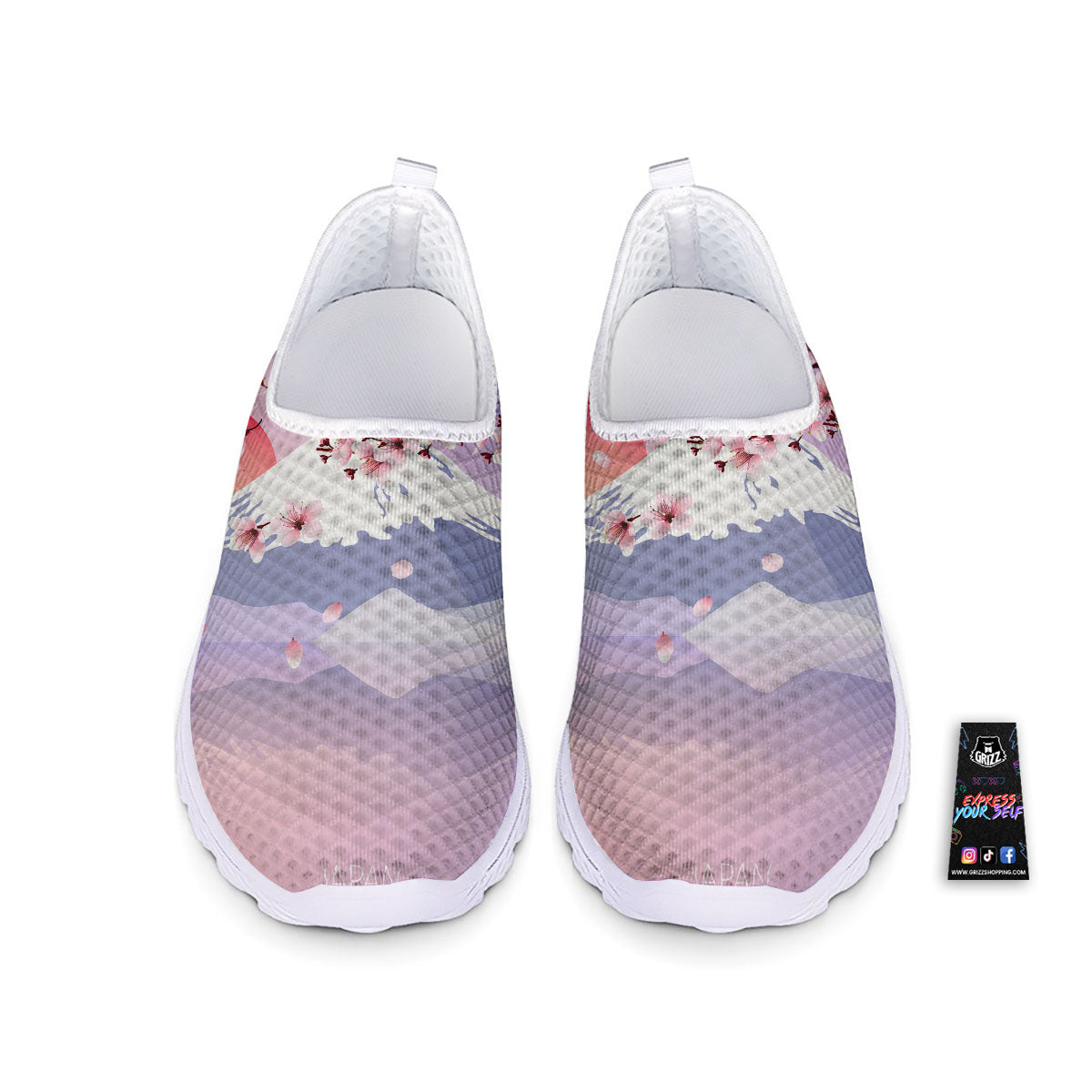 Fuji Mount And Cherry Blossom Print Nurse Shoes-grizzshop