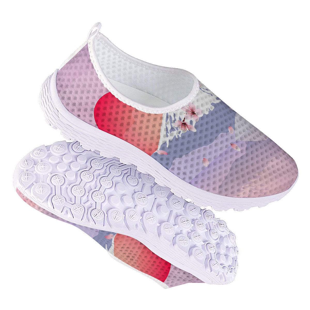 Fuji Mount And Cherry Blossom Print Nurse Shoes-grizzshop