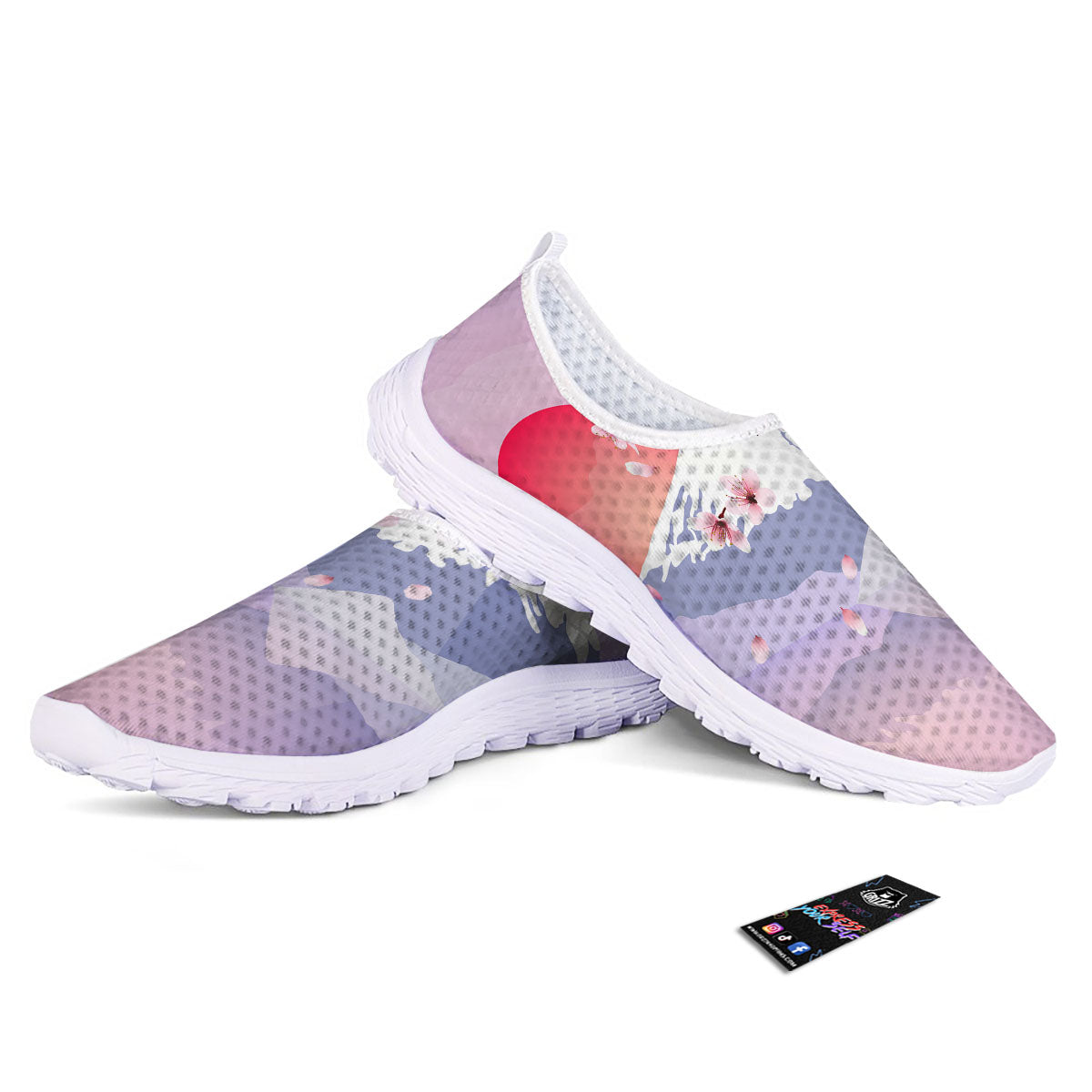 Fuji Mount And Cherry Blossom Print Nurse Shoes-grizzshop