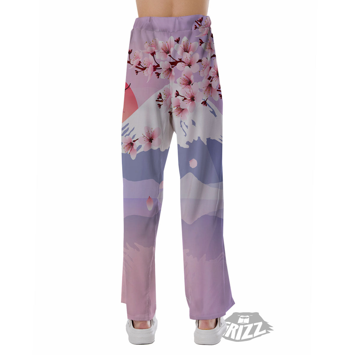 Fuji Mount And Cherry Blossom Print Pajama Pants-grizzshop