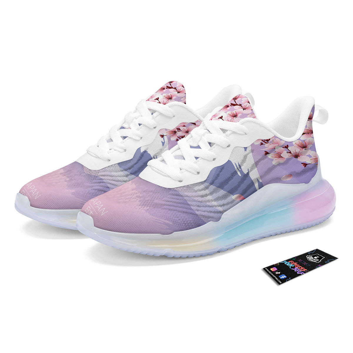 Fuji Mount And Cherry Blossom Print Running Sneakers-grizzshop