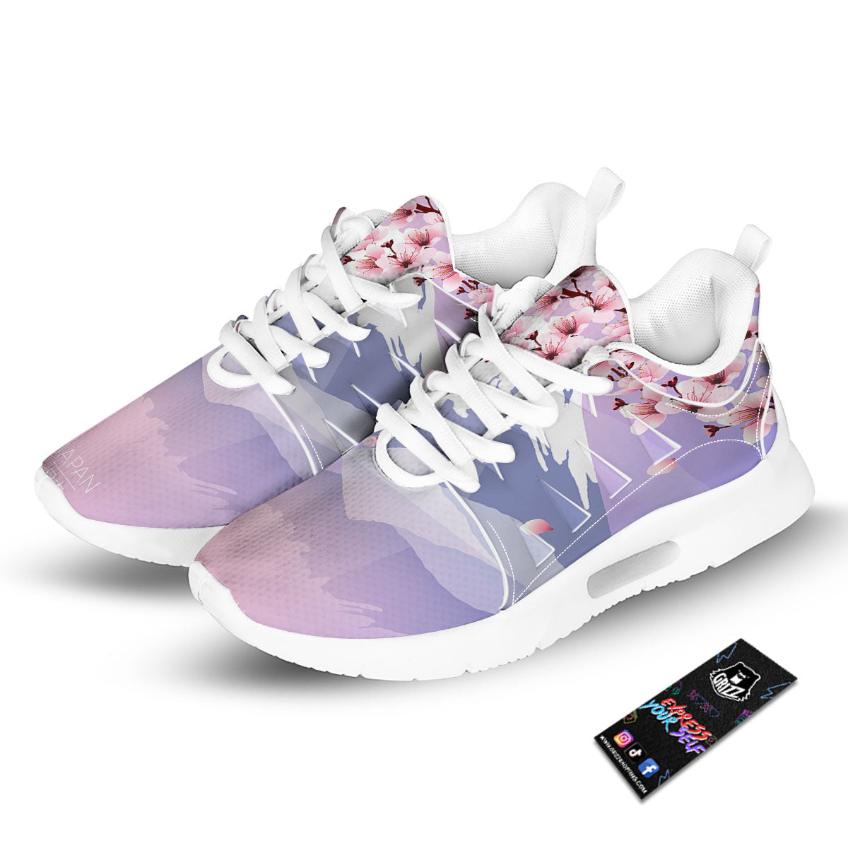 Fuji Mount And Cherry Blossom Print Tennis Shoes-grizzshop