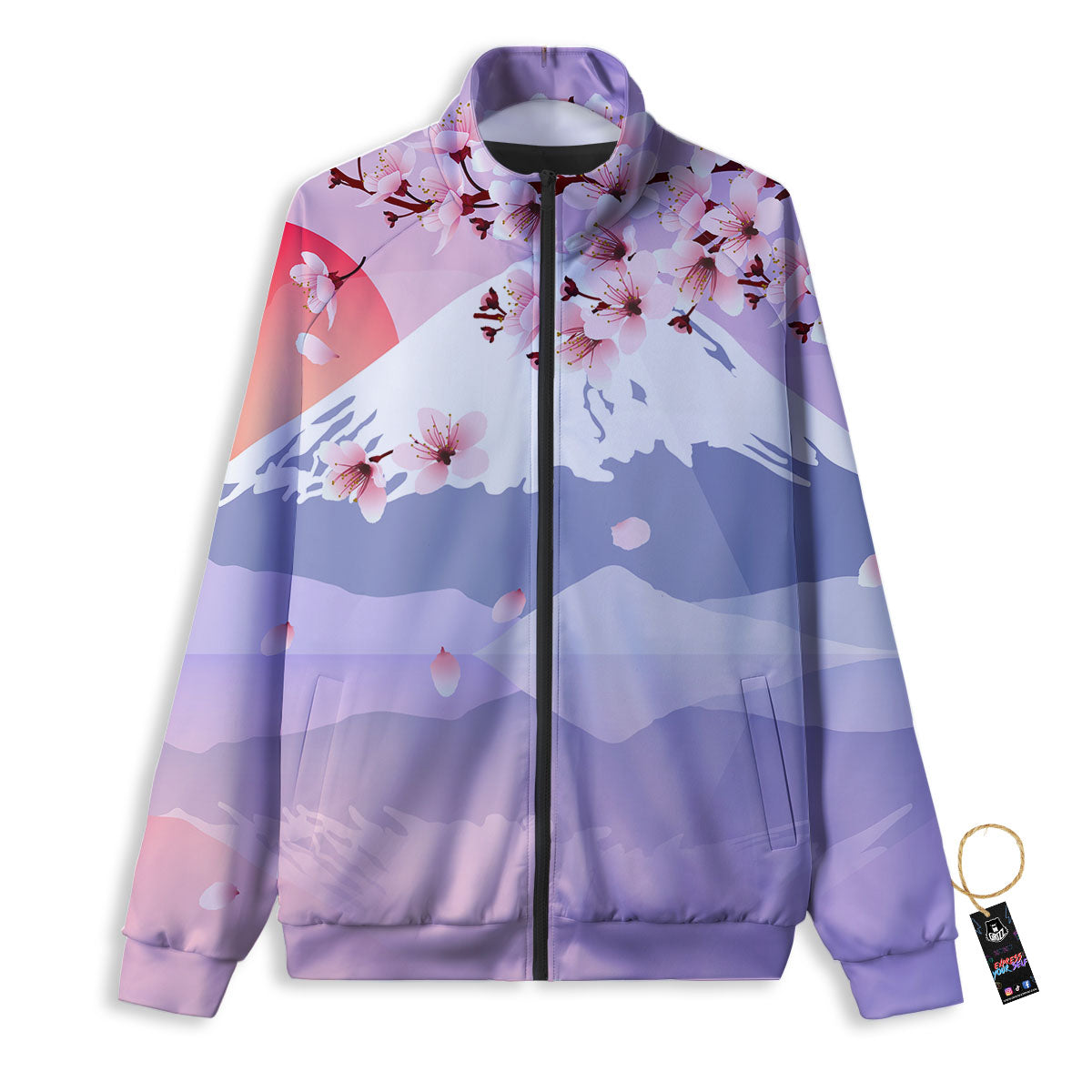 Fuji Mount And Cherry Blossom Print Track Jacket-grizzshop