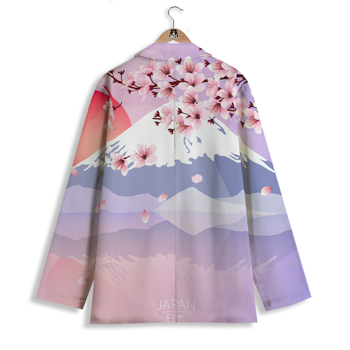 Fuji Mount And Cherry Blossom Print Women's Blazer-grizzshop