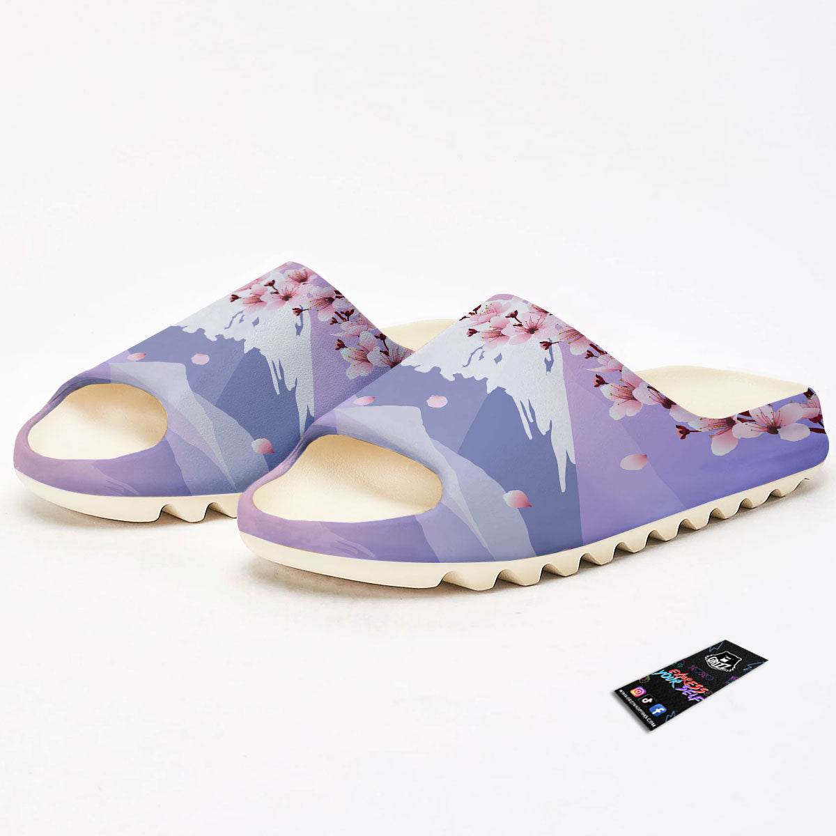 Fuji Mount And Cherry Blossom Print Sandals-grizzshop