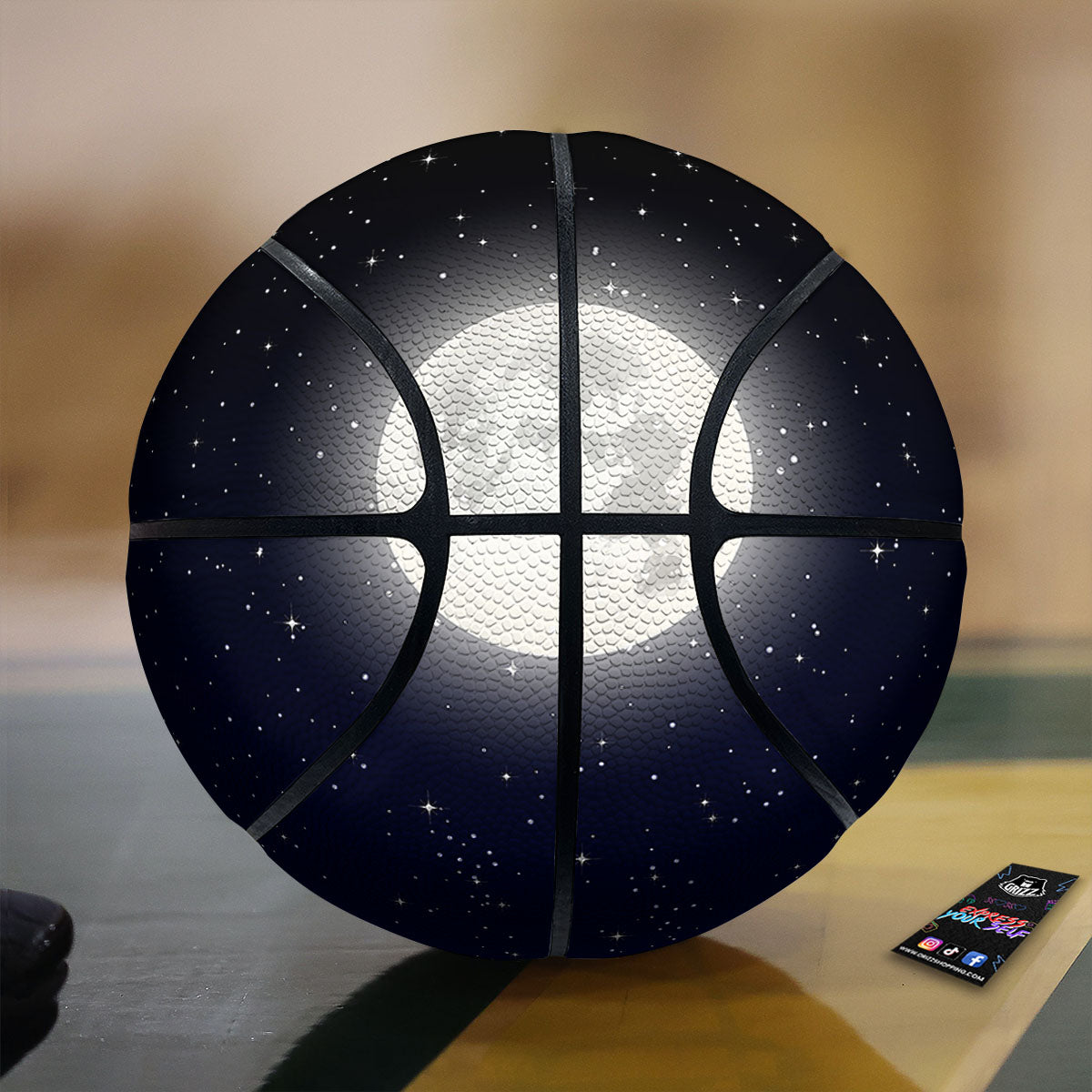 Full Moon And Night Stars Print Basketball-grizzshop