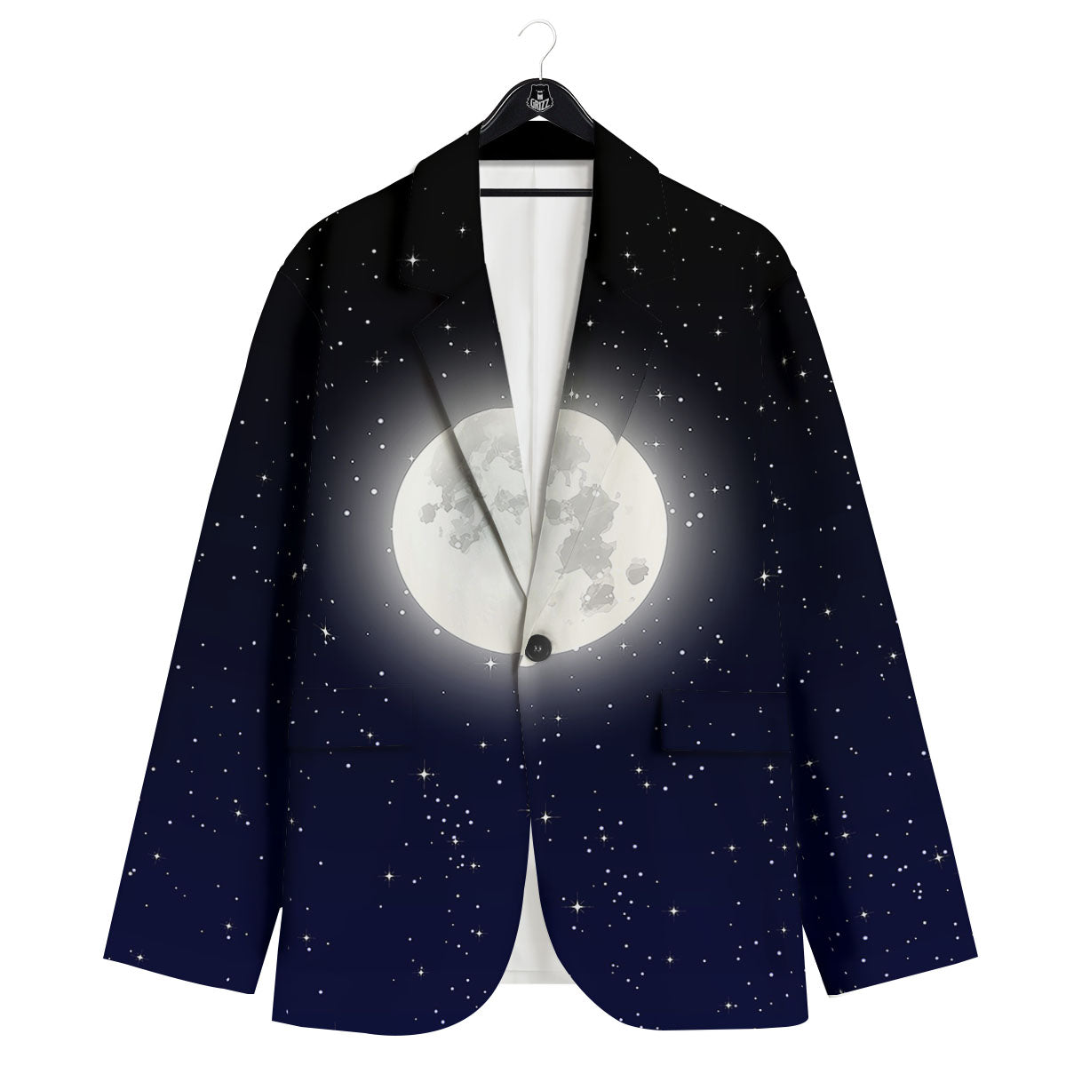 Full Moon And Night Stars Print Men's Sport Coat-grizzshop