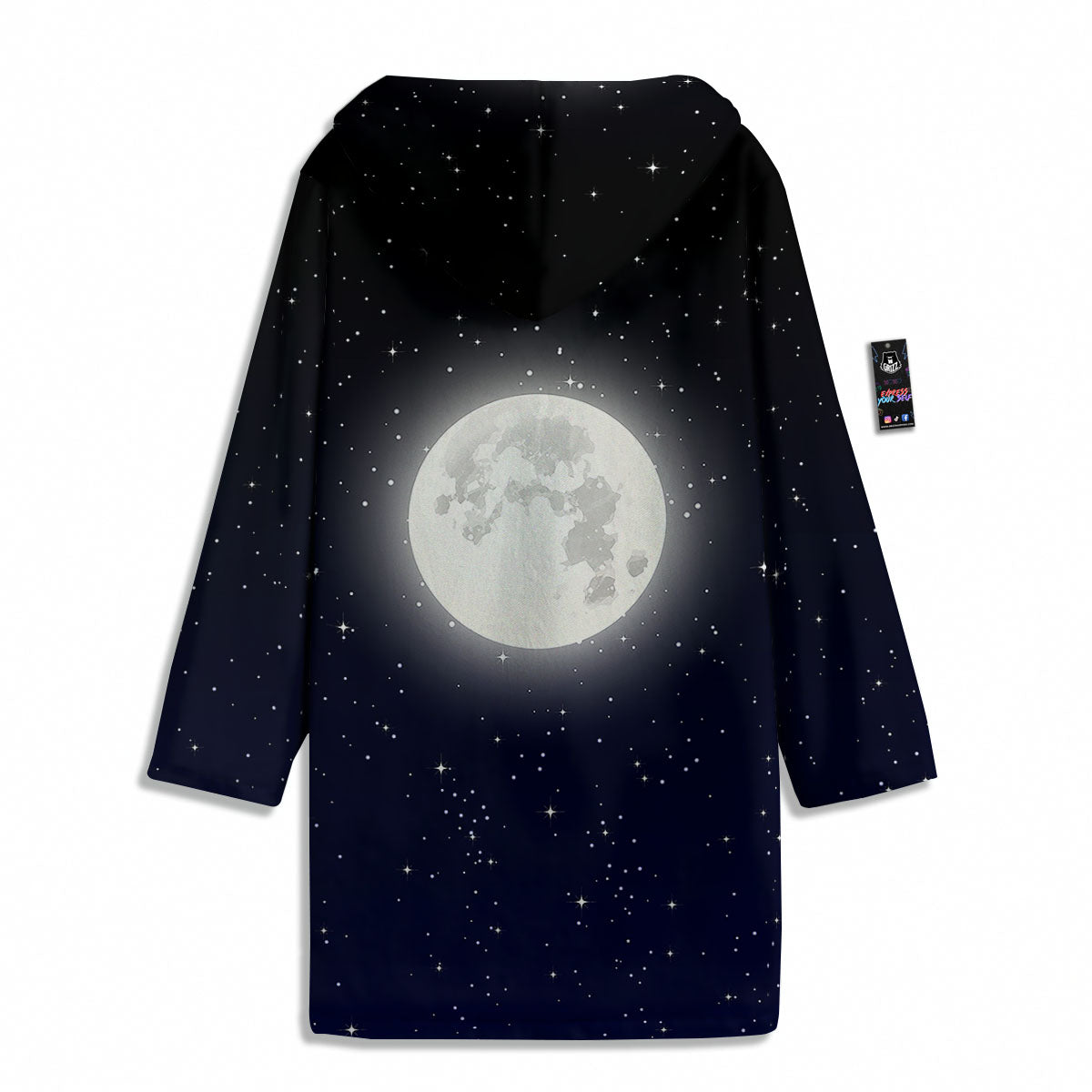 Full Moon And Night Stars Print Men's Windbreaker Jacket-grizzshop