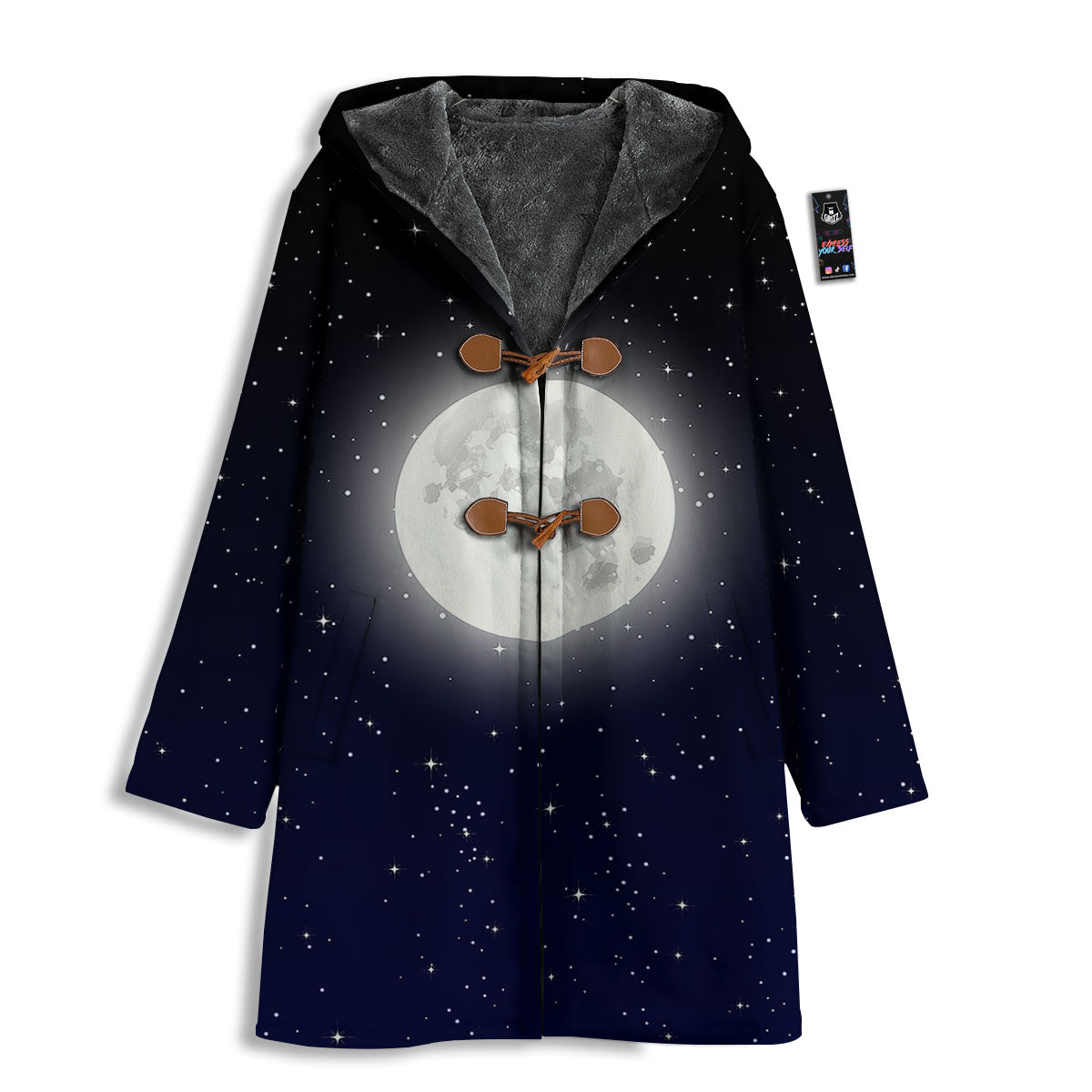 Full Moon And Night Stars Print Men's Windbreaker Jacket-grizzshop