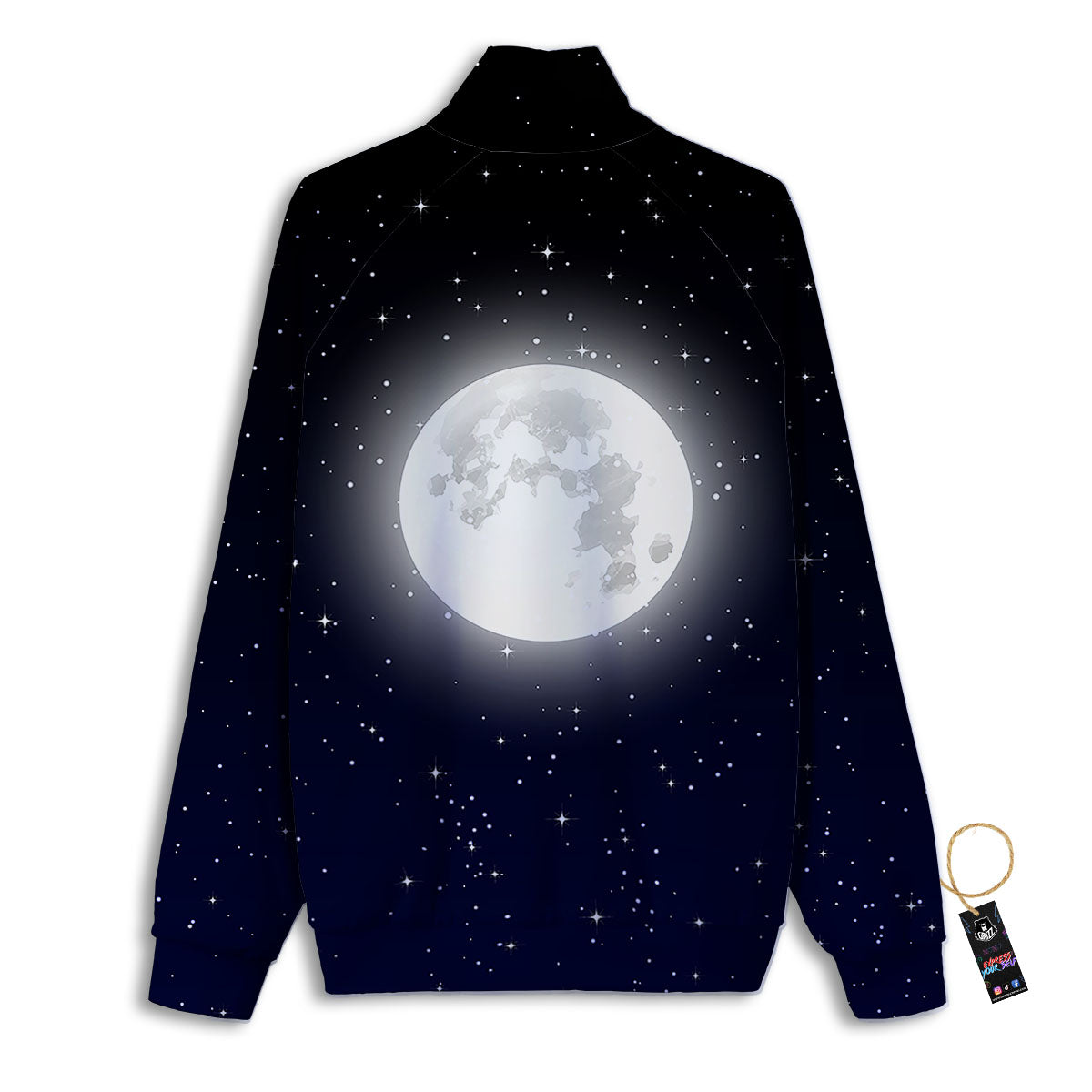 Full Moon And Night Stars Print Track Jacket-grizzshop
