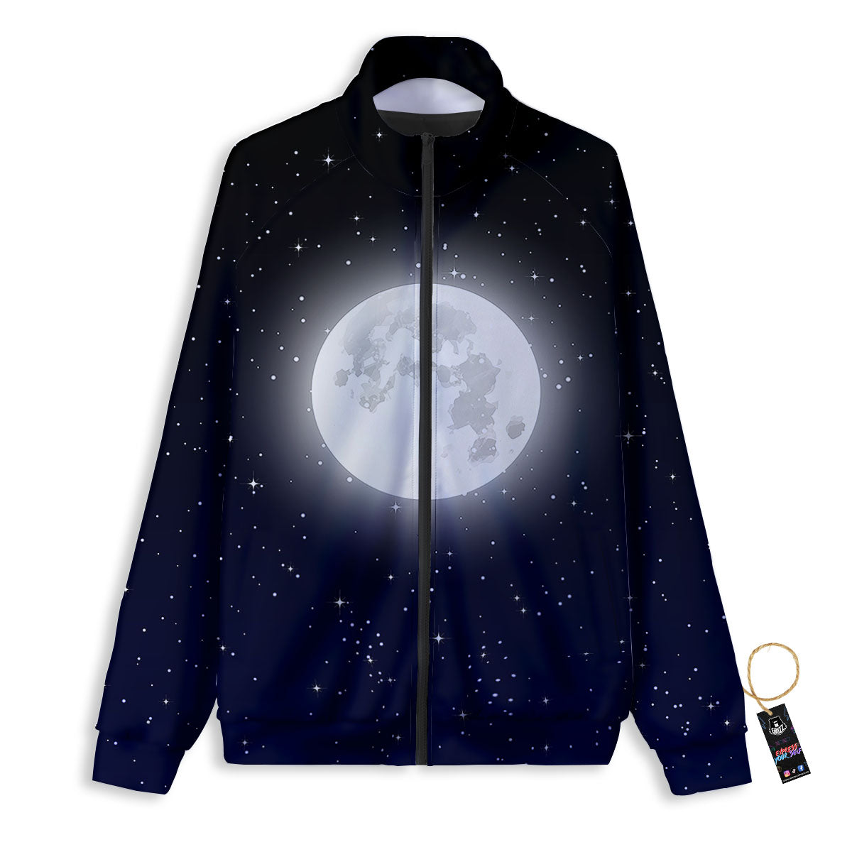 Full Moon And Night Stars Print Track Jacket-grizzshop