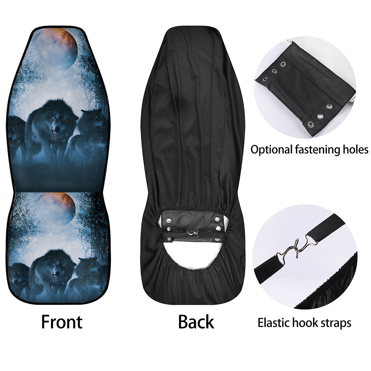 Full Moon And Wolf In The Forest Print Car Seat Covers-grizzshop