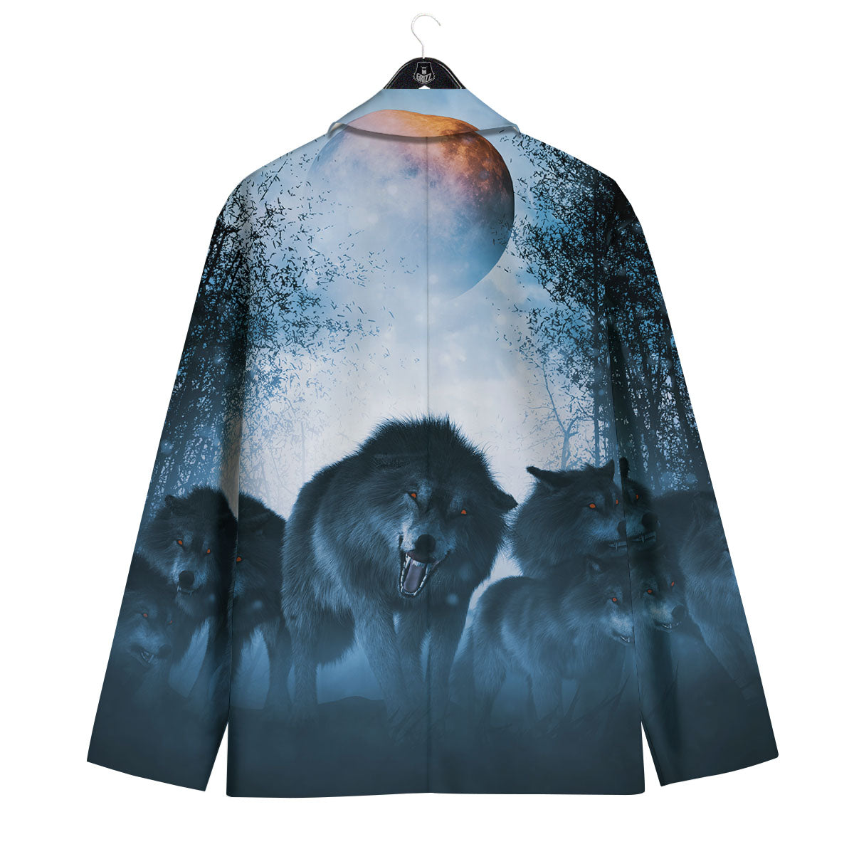 Full Moon And Wolf In The Forest Print Men's Sport Coat-grizzshop