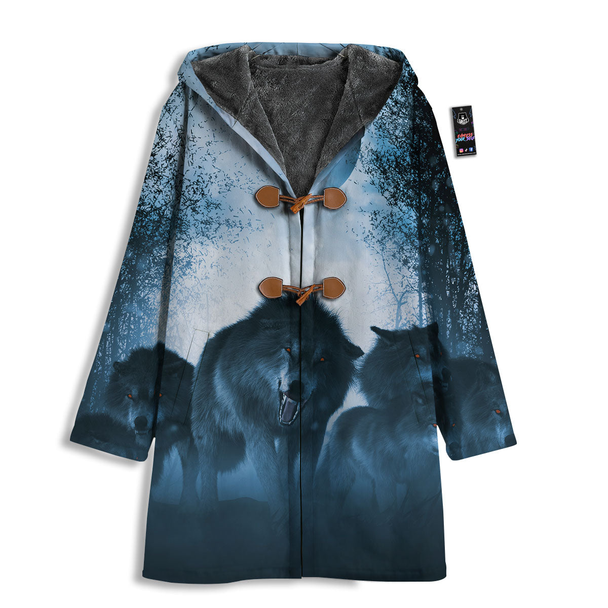 Full Moon And Wolf In The Forest Print Men's Windbreaker Jacket-grizzshop