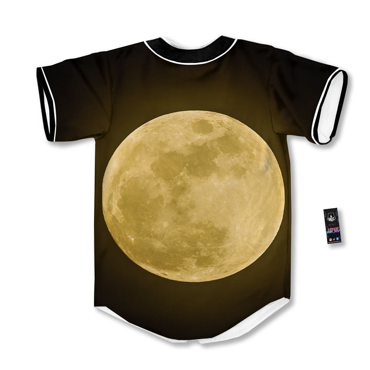 Full Moon Night Sky Print Baseball Jersey-grizzshop