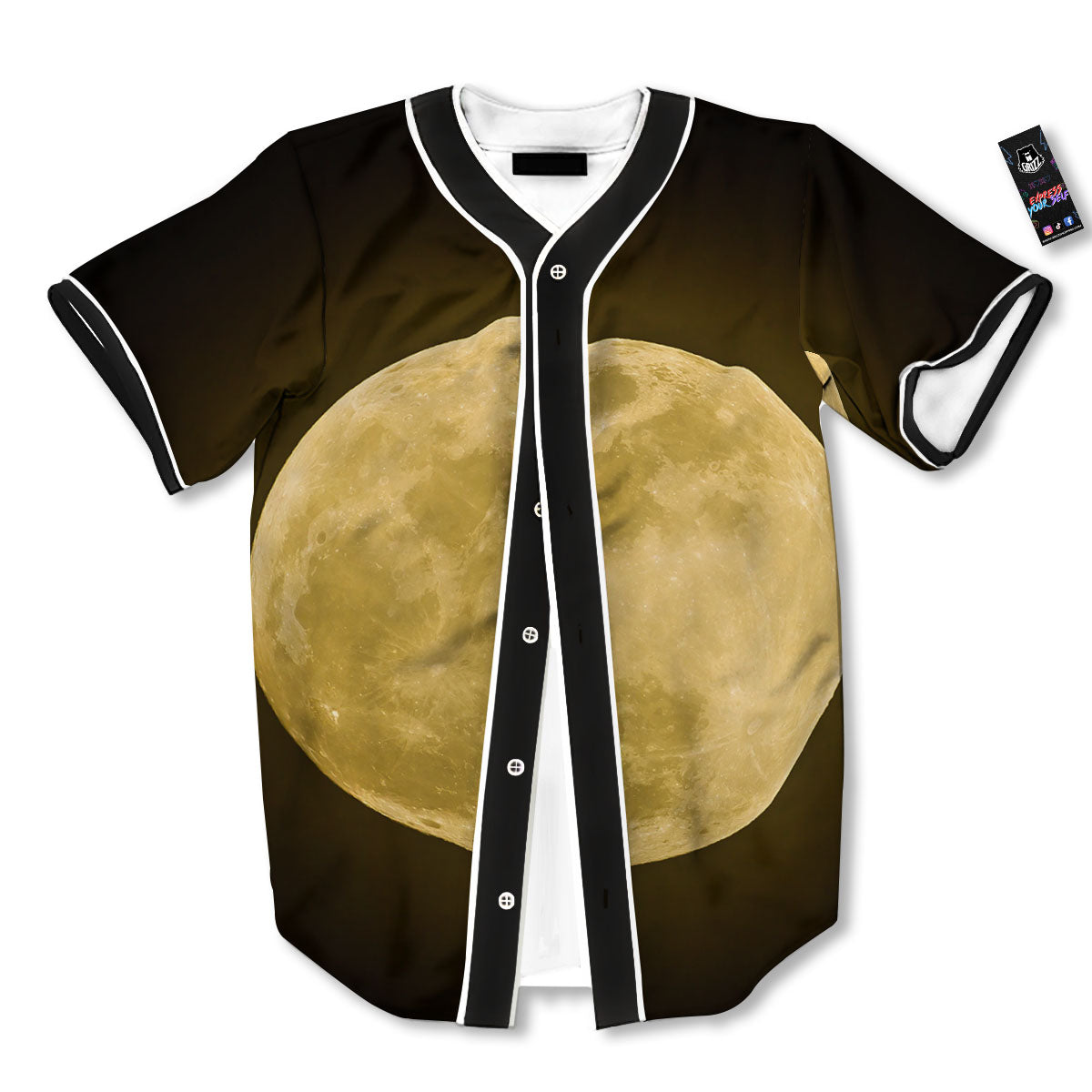 Full Moon Night Sky Print Baseball Jersey-grizzshop