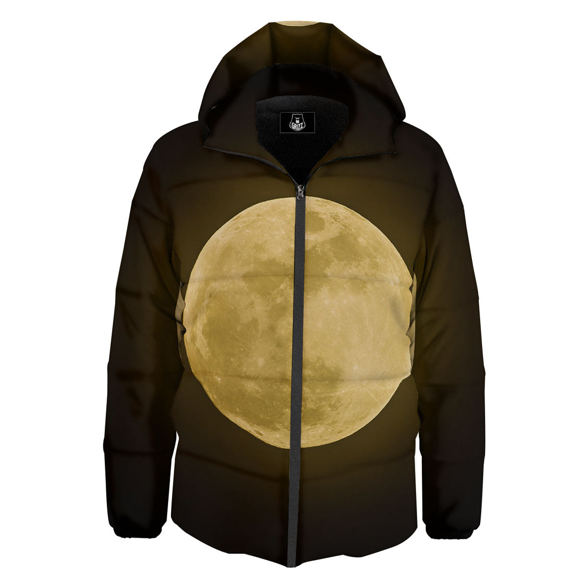 Full Moon Night Sky Print Down Jacket-grizzshop