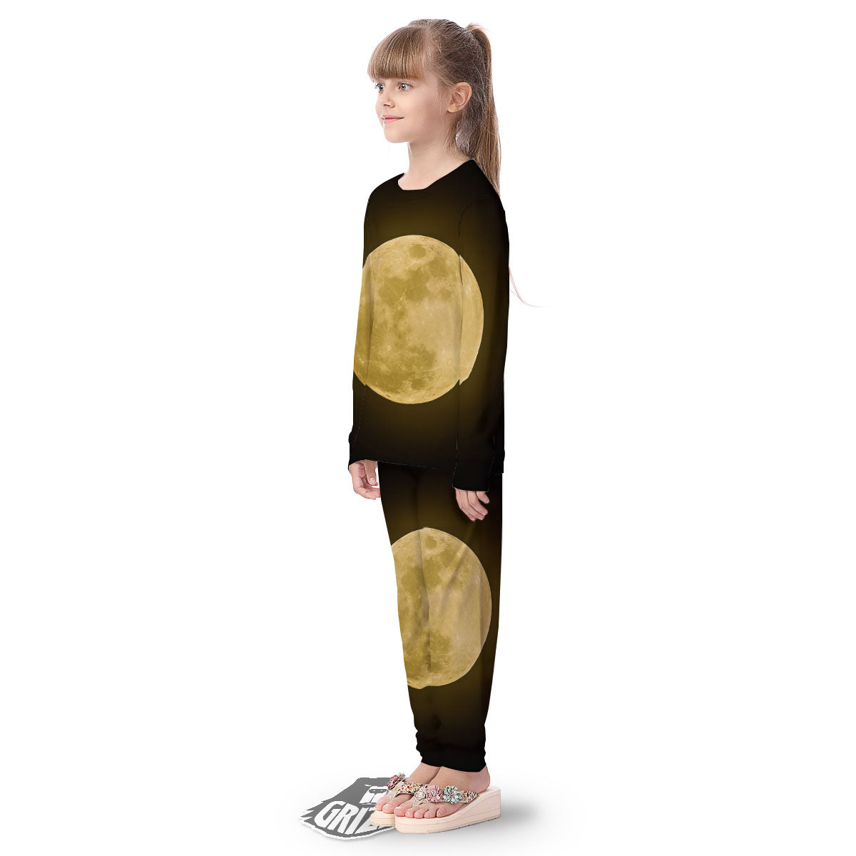 Full Moon Night Sky Print Kid's Pajamas-grizzshop