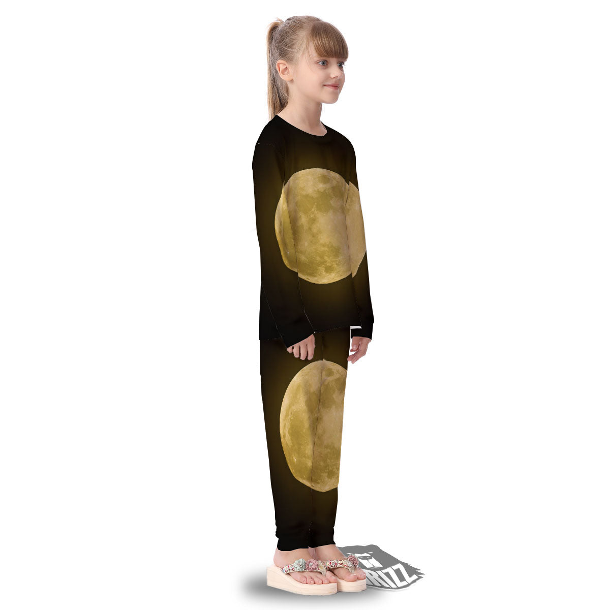 Full Moon Night Sky Print Kid's Pajamas-grizzshop