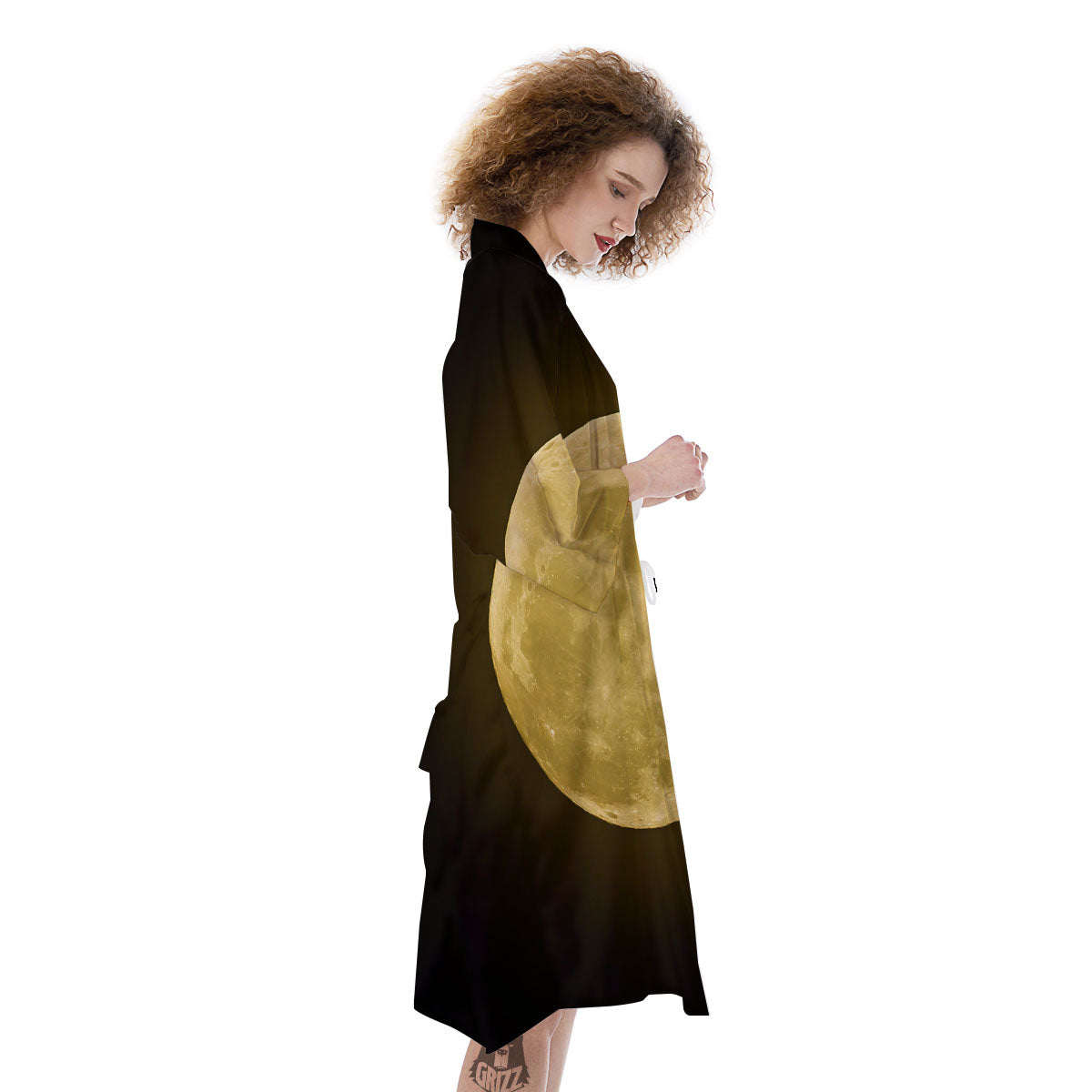 Full Moon Night Sky Print Kimono-grizzshop