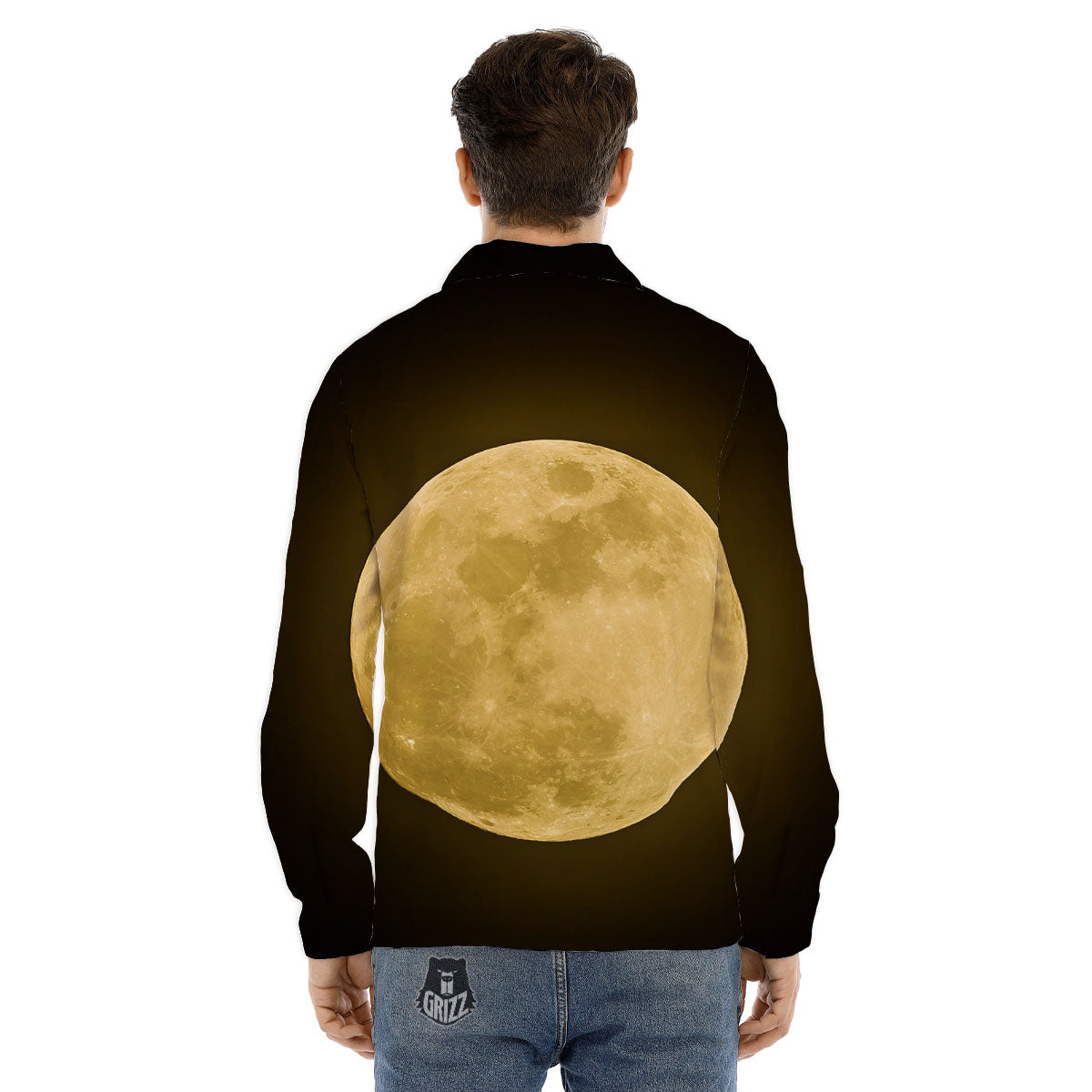 Full Moon Night Sky Print Men's Dress Shirts-grizzshop