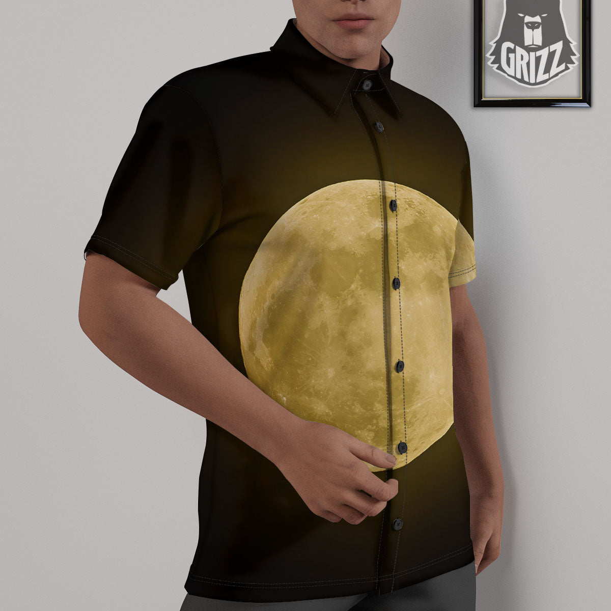 Full Moon Night Sky Print Untucked Shirts-grizzshop