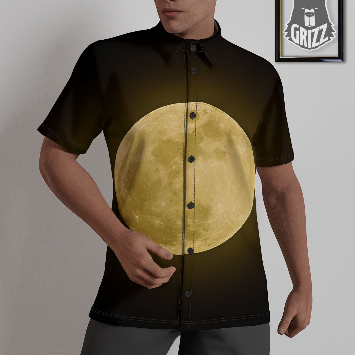 Full Moon Night Sky Print Untucked Shirts-grizzshop