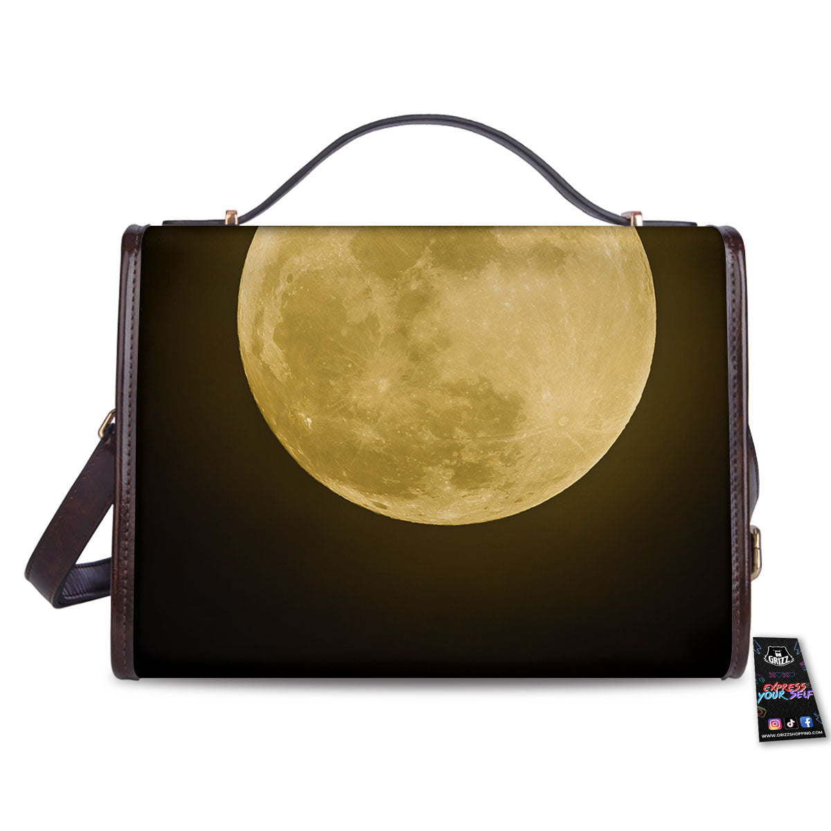 Full Moon Night Sky Print Women's Satchel Bag-grizzshop