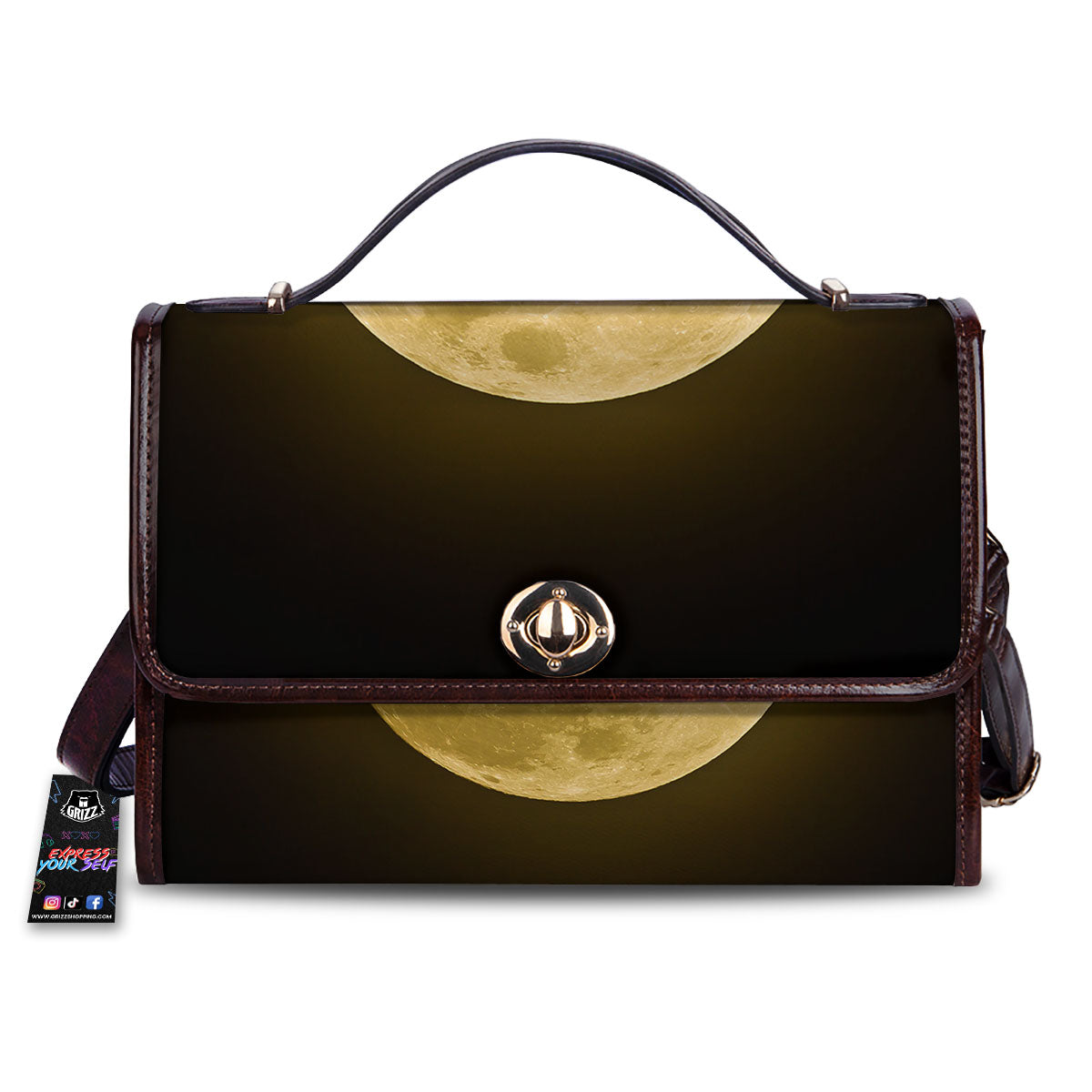 Full Moon Night Sky Print Women's Satchel Bag-grizzshop