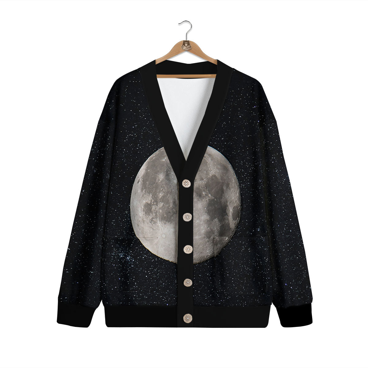 Full Moon Print Cardigan-grizzshop