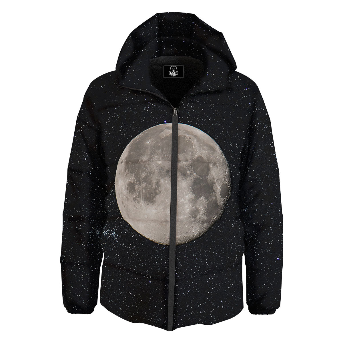 Full Moon Print Down Jacket-grizzshop