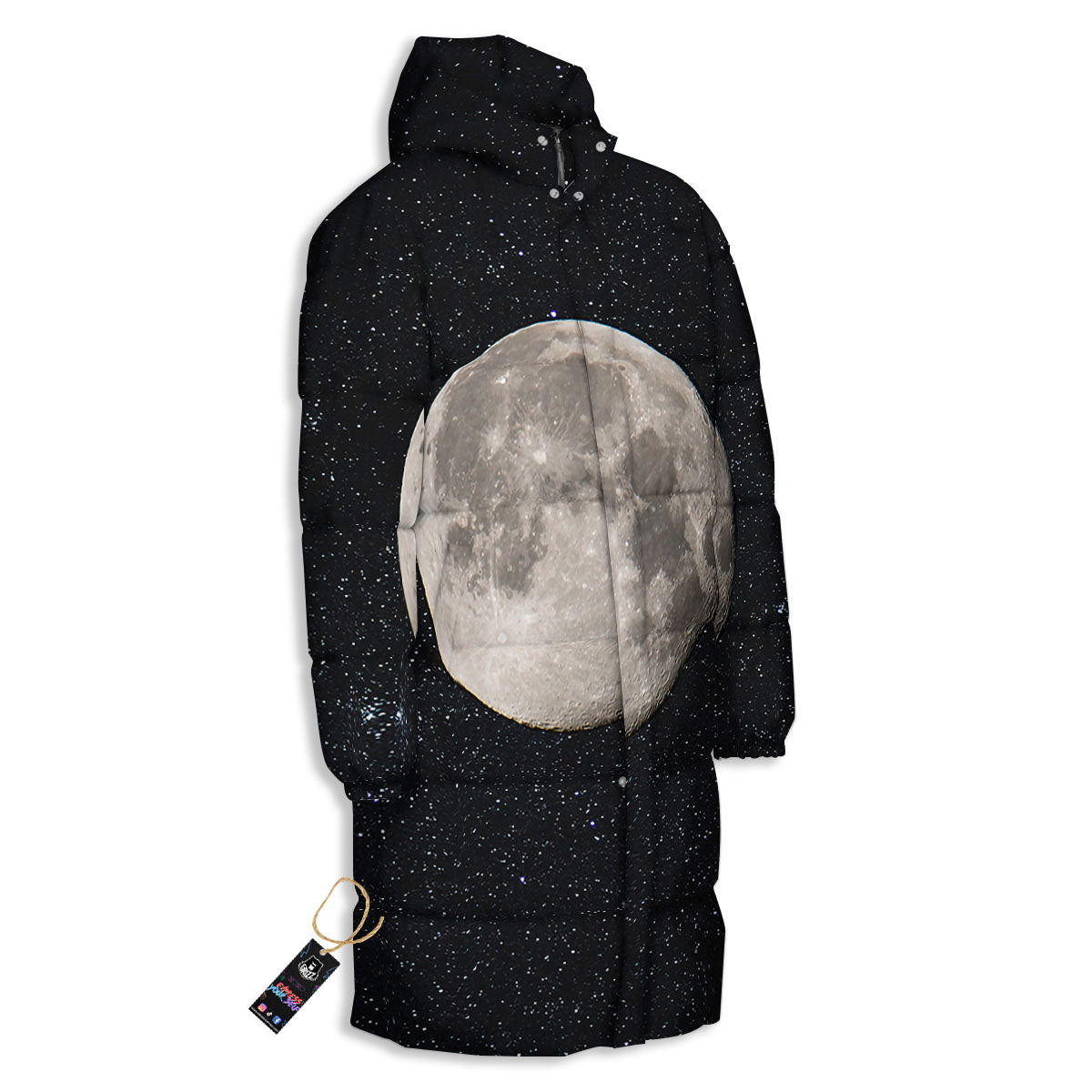 Full Moon Print Long Down Jacket-grizzshop