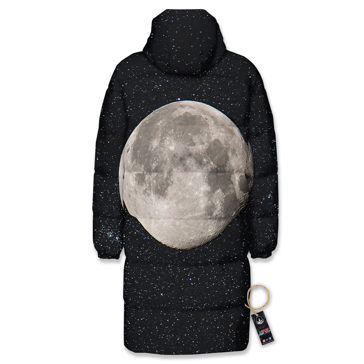 Full Moon Print Long Down Jacket-grizzshop