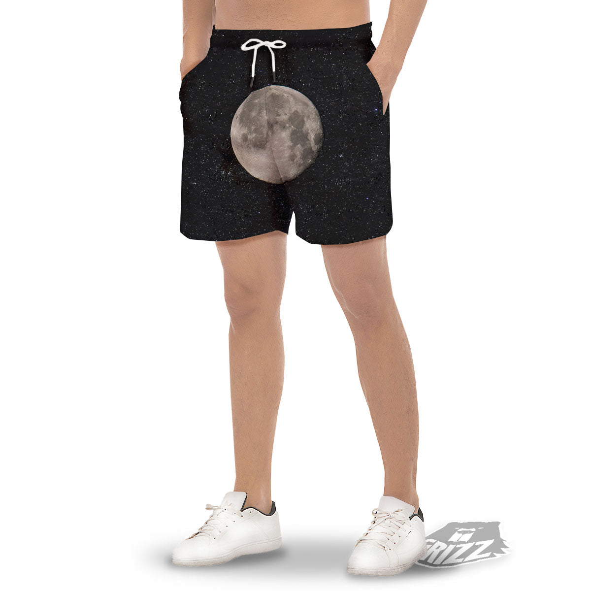 Full Moon Print Men's Gym Shorts-grizzshop