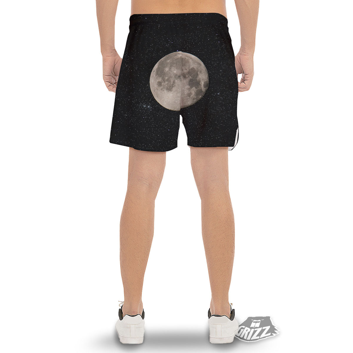 Full Moon Print Men's Gym Shorts-grizzshop