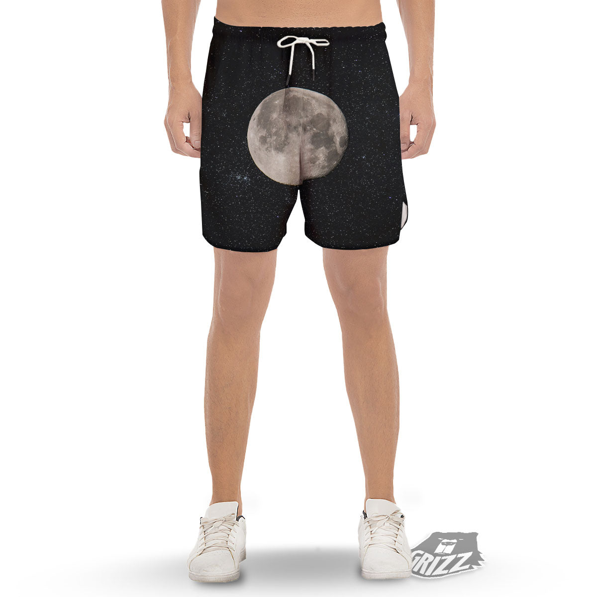 Full Moon Print Men's Gym Shorts-grizzshop