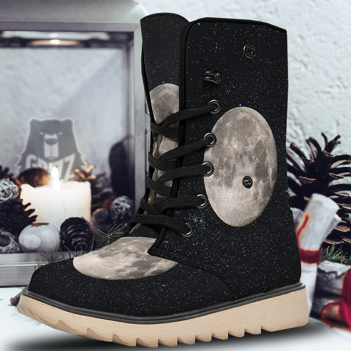Full Moon Print Snow Boots-grizzshop