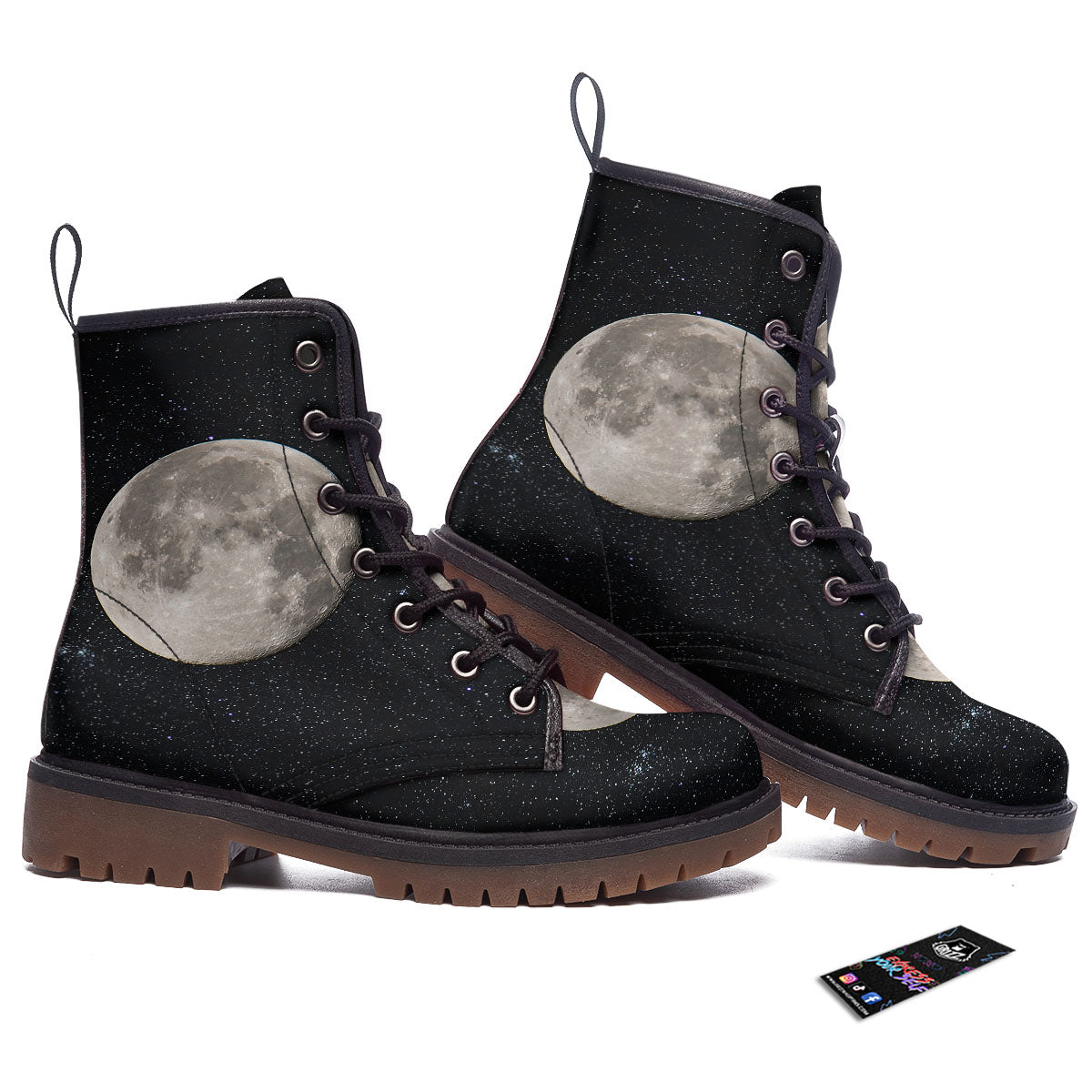 Full Moon Print Work Boots-grizzshop