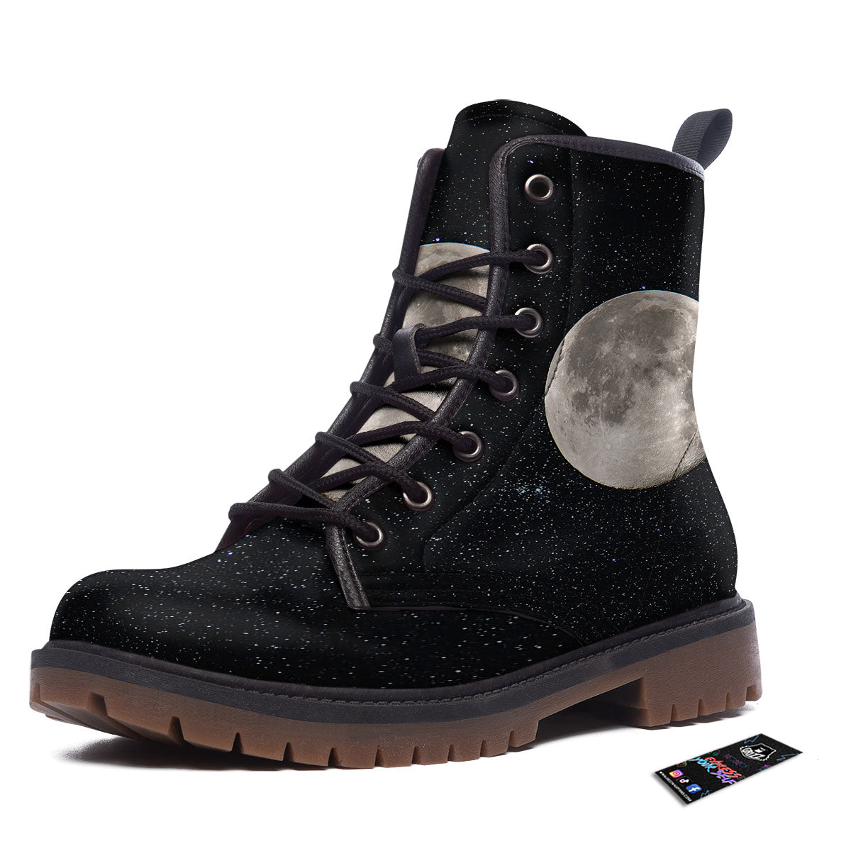 Full Moon Print Work Boots-grizzshop