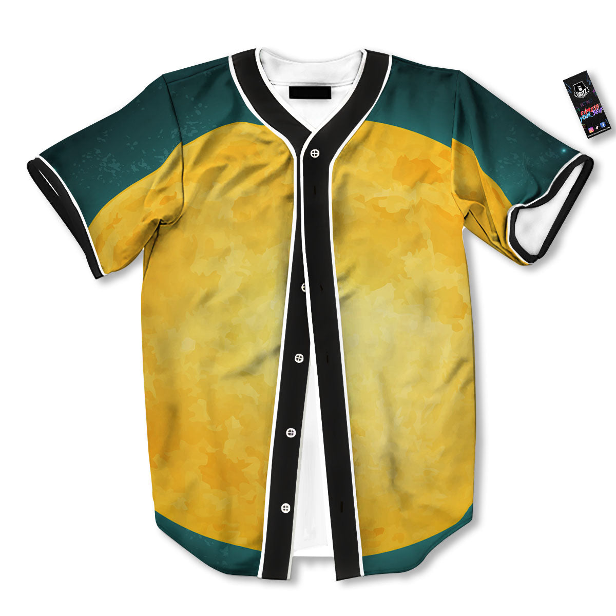 Full Moon Yellow Print Baseball Jersey-grizzshop