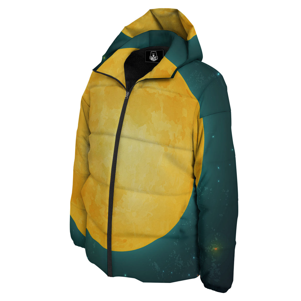Full Moon Yellow Print Down Jacket-grizzshop