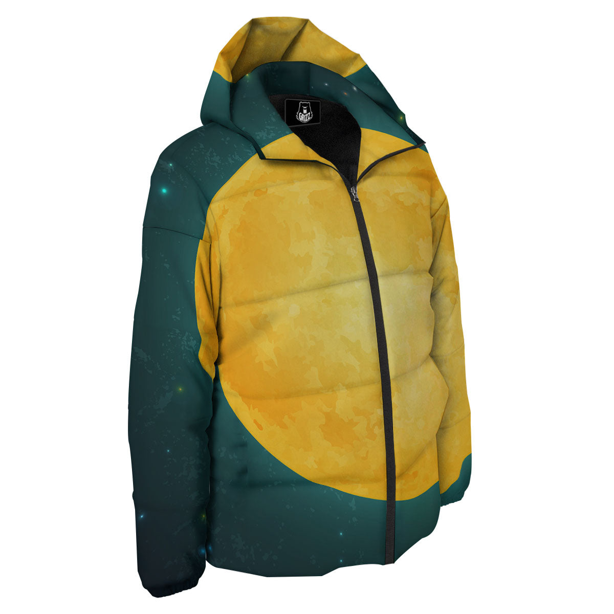 Full Moon Yellow Print Down Jacket-grizzshop