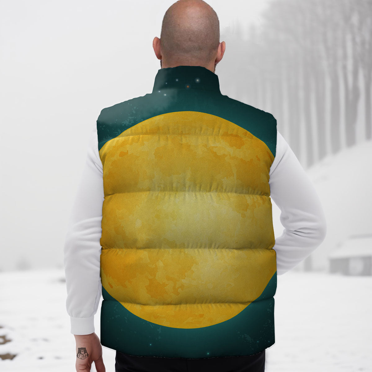 Full Moon Yellow Print Down Vest