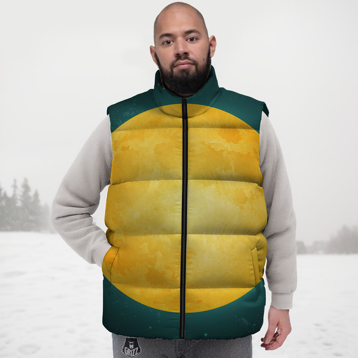 Full Moon Yellow Print Down Vest