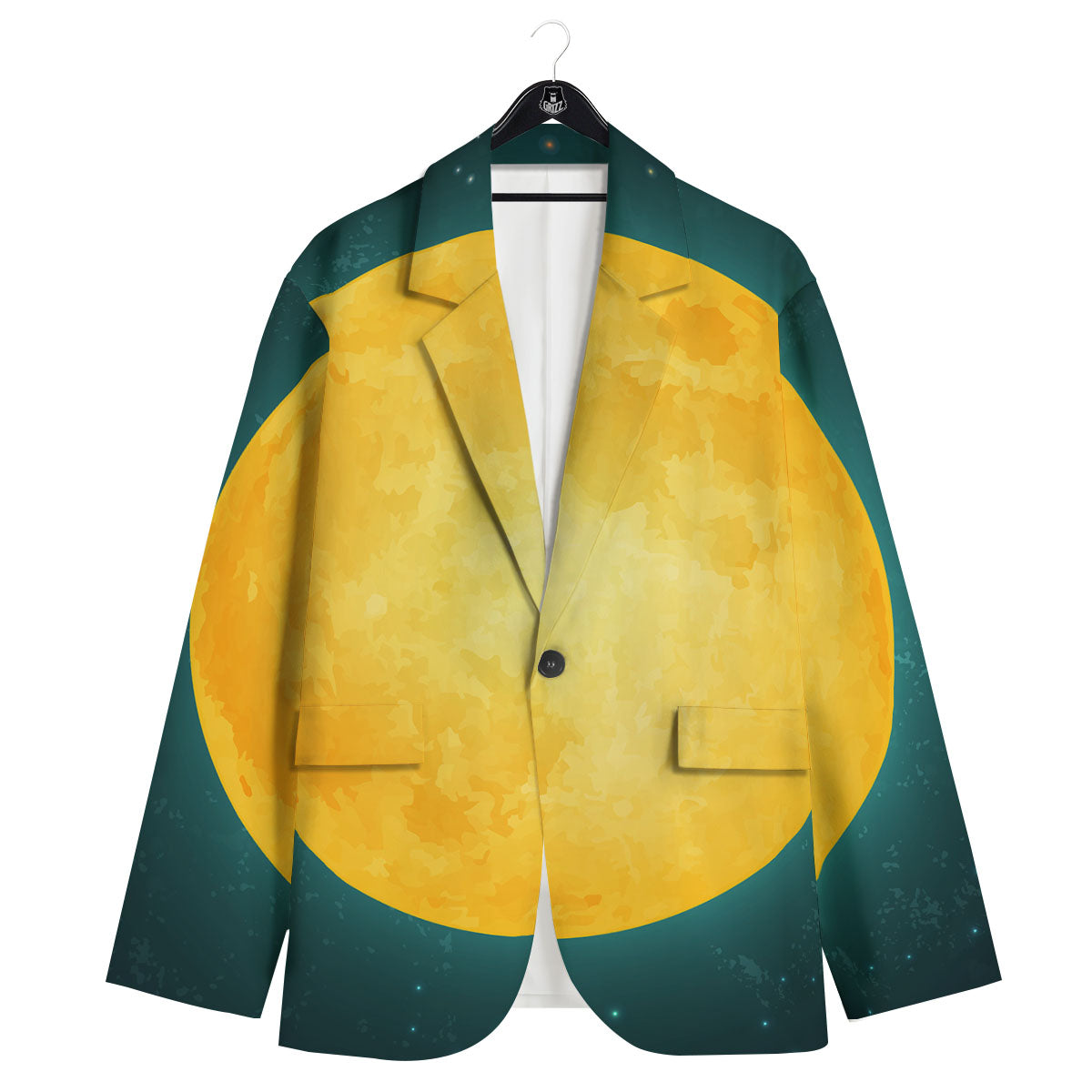 Full Moon Yellow Print Men's Sport Coat-grizzshop