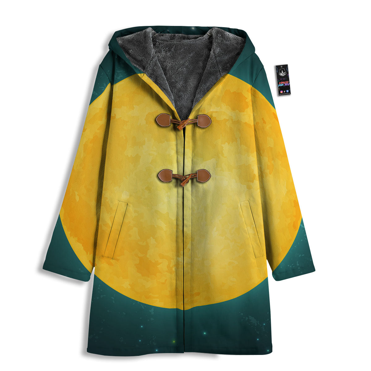 Full Moon Yellow Print Men's Windbreaker Jacket-grizzshop